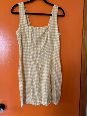 Old Navy Yellow Gingham Square-Neck Mini Dress